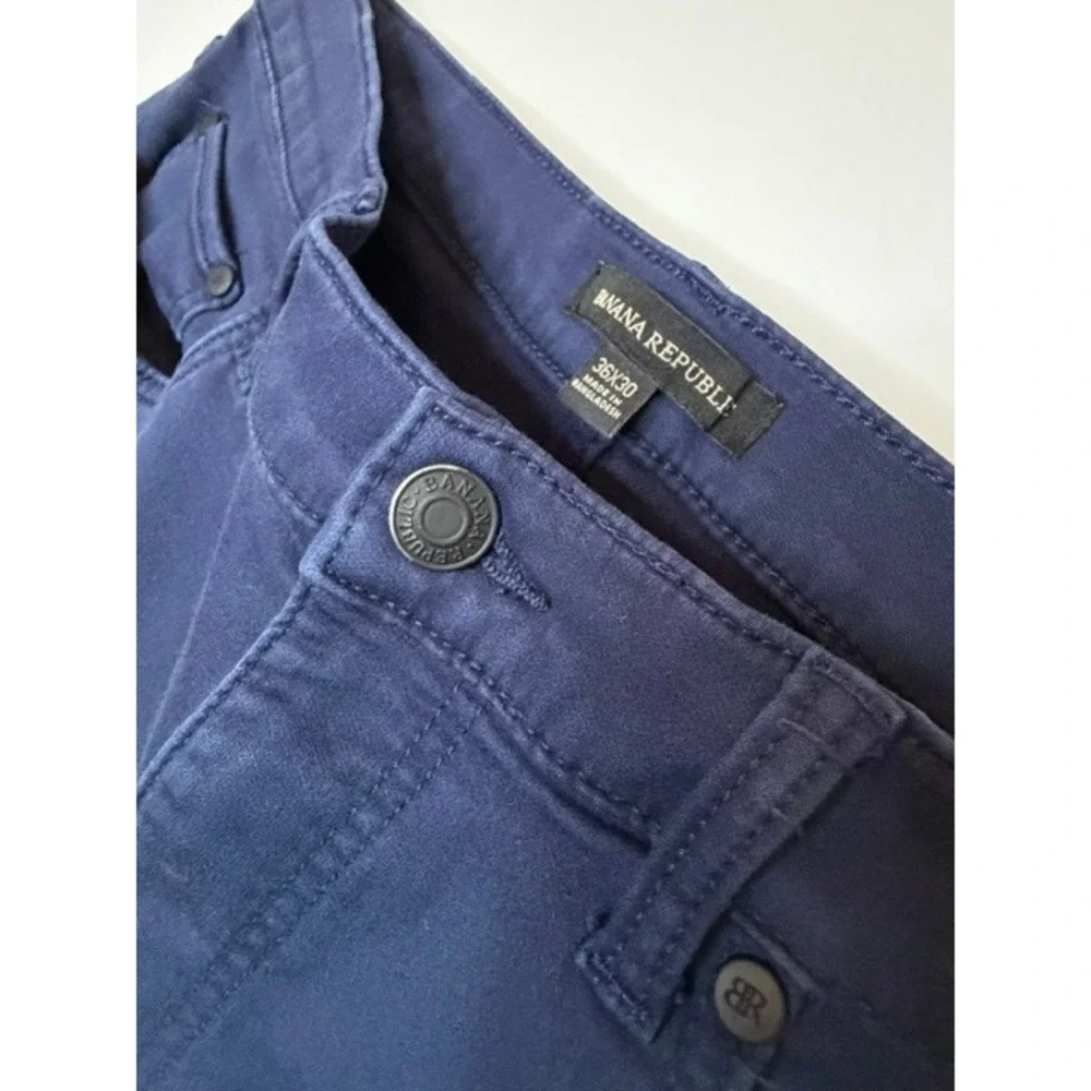 Banana Republic Mens Traveler Pants Navy Blue Slim Fit Chino 5-Pocket 36x30